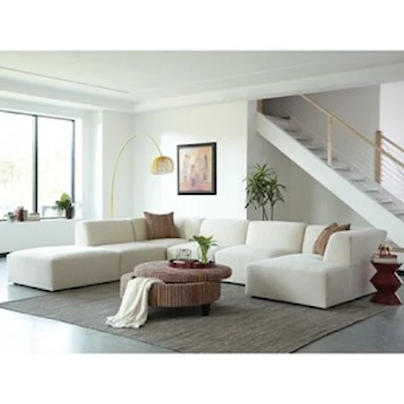 Contemporary 4-Seat Sectional Sofa with RAF Chaise Lounge